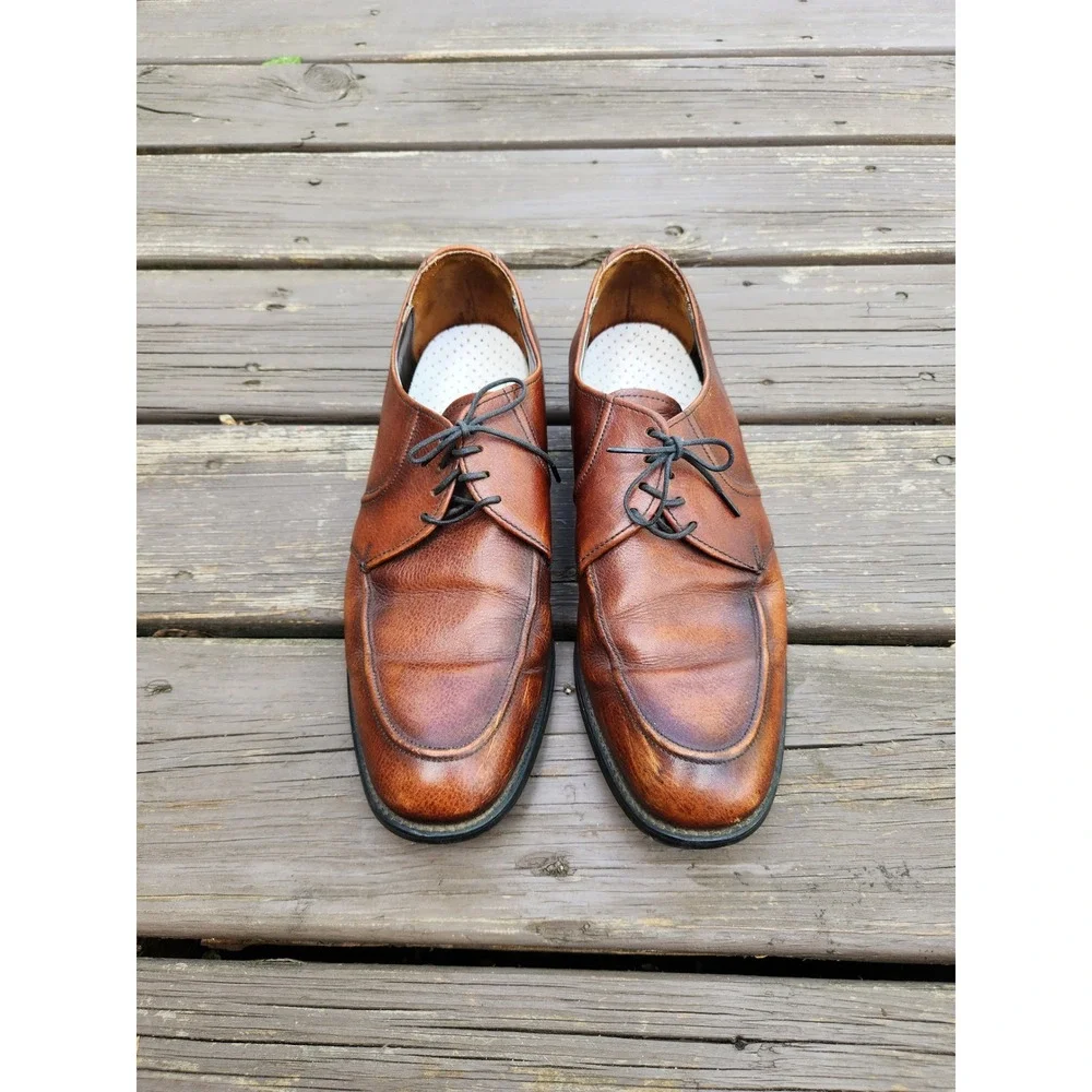 Union Made‎ Vintage Leather Derby Shoes Brown Moc Toe Biltrite Heel USA 10.5 D